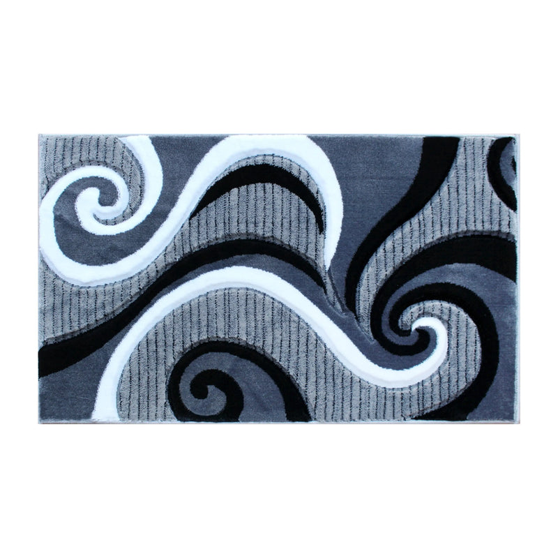 Athens Collection 2' x 3' Gray Abstract Type 3 Area Rug - Olefin Rug with Jute Backing iHome Studio