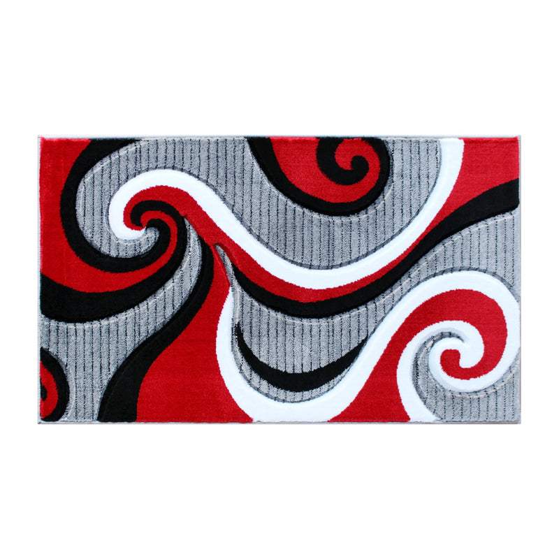 Athens Collection 2' x 3' Red Abstract Type 3 Area Rug - Olefin Rug with Jute Backing iHome Studio