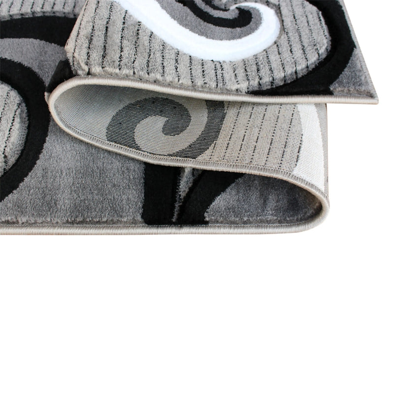 Athens Collection 2' x 7' Gray Abstract Type 3 Area Rug - Olefin Rug with Jute Backing iHome Studio