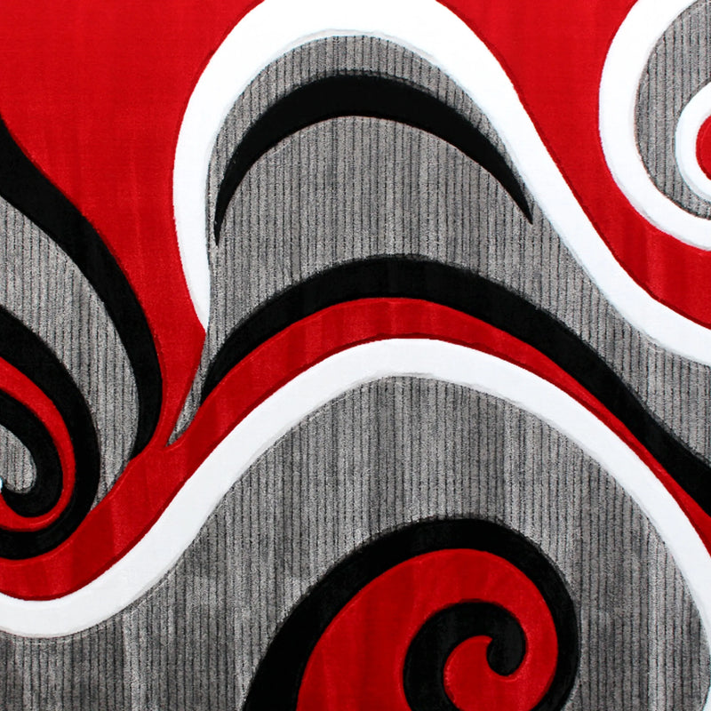 Athens Collection 8' x 10' Red Abstract Type 3 Area Rug - Olefin Rug with Jute Backing iHome Studio