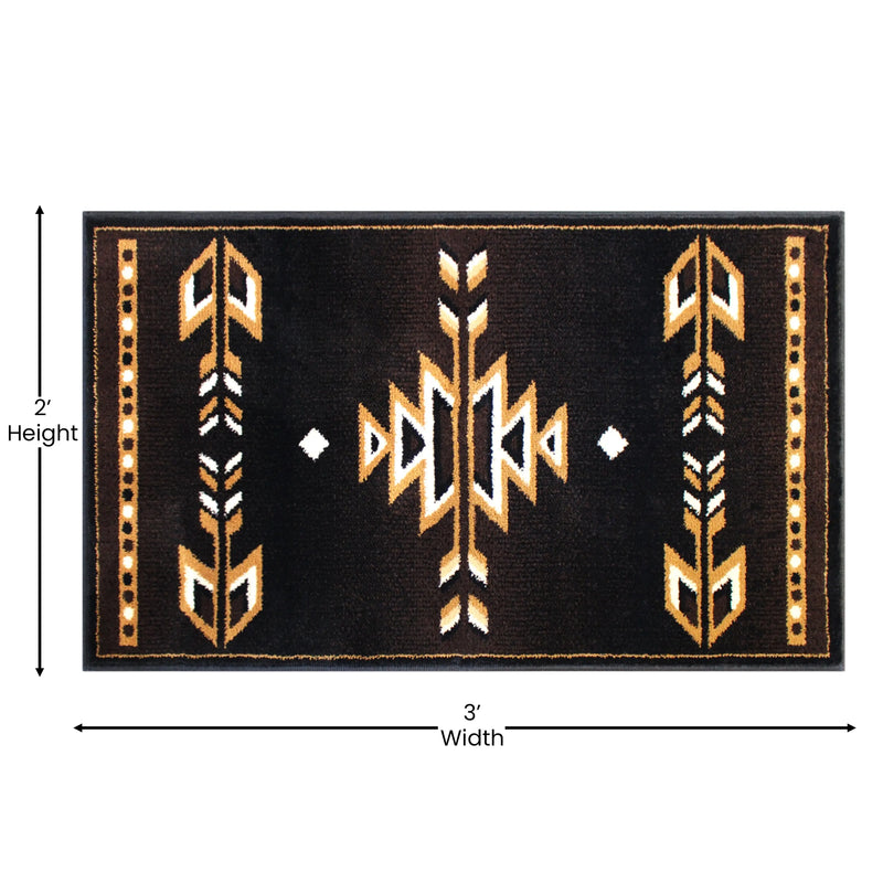 Athens Collection Southwestern 2' x 3' Brown Area Rug - Olefin Accent Rug with Jute Backing iHome Studio