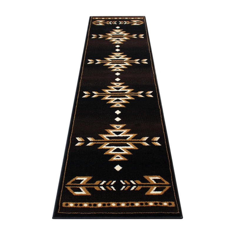 Athens Collection Southwestern 2' x 7' Brown Area Rug - Olefin Accent Rug with Jute Backing iHome Studio
