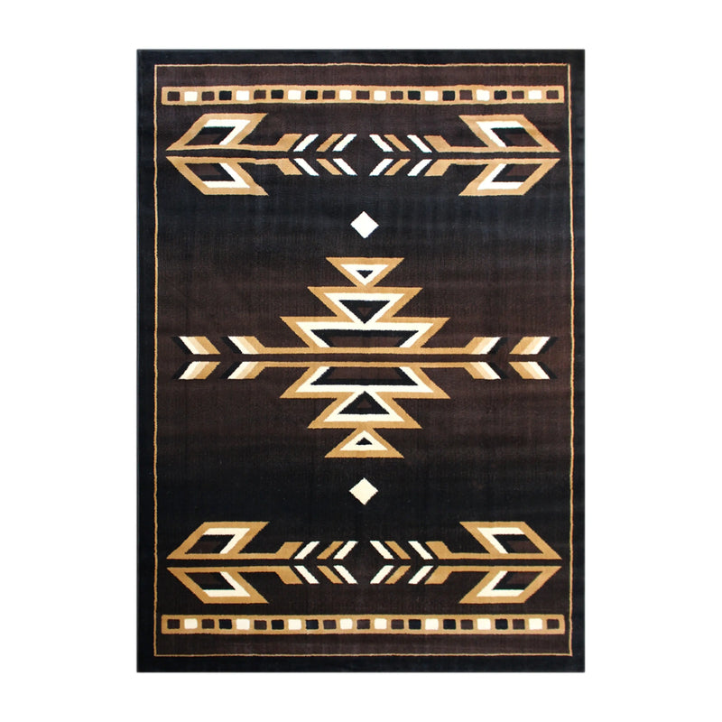 Athens Collection Southwestern 4' x 5' Brown Area Rug - Olefin Accent Rug with Jute Backing iHome Studio