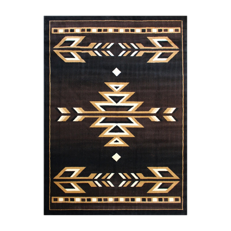 Athens Collection Southwestern 8' x 10' Brown Area Rug - Olefin Accent Rug with Jute Backing iHome Studio