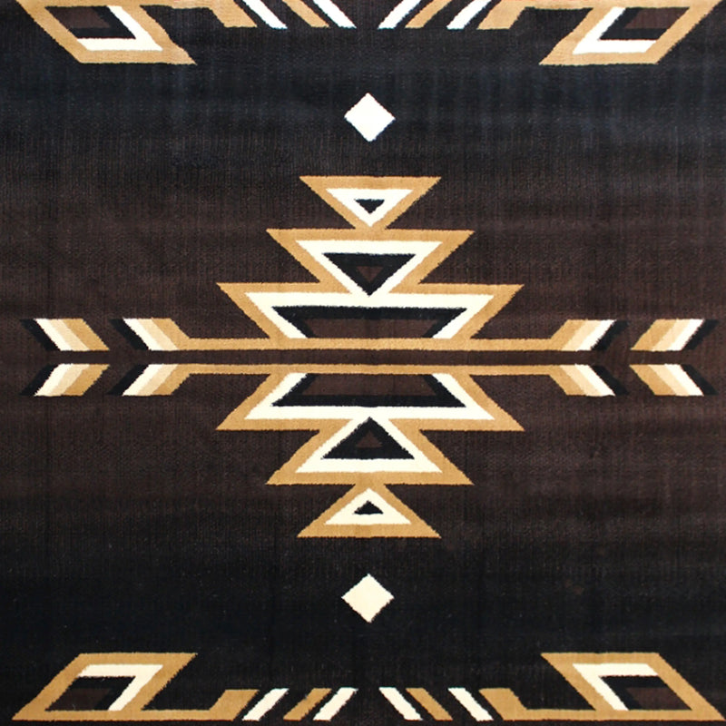 Athens Collection Southwestern 8' x 10' Brown Area Rug - Olefin Accent Rug with Jute Backing iHome Studio