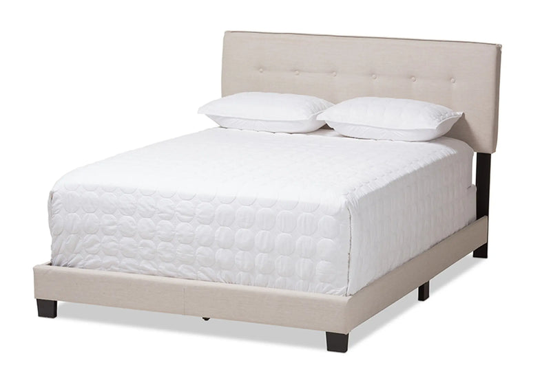 Audrey Light Beige Fabric Upholstered Bed (Full) iHome Studio