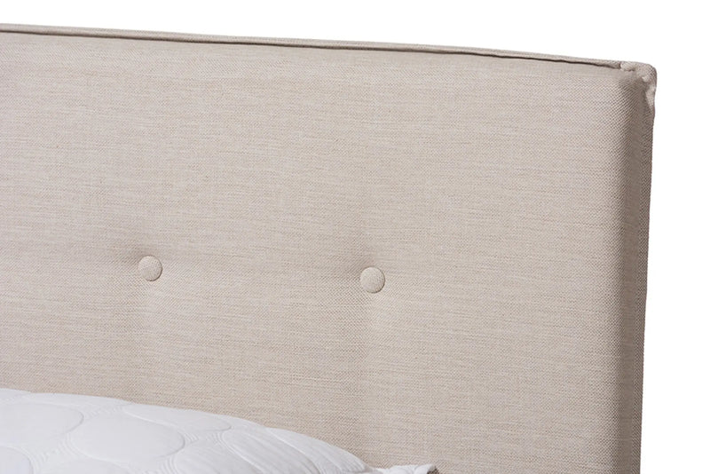 Audrey Light Beige Fabric Upholstered Bed (King) iHome Studio