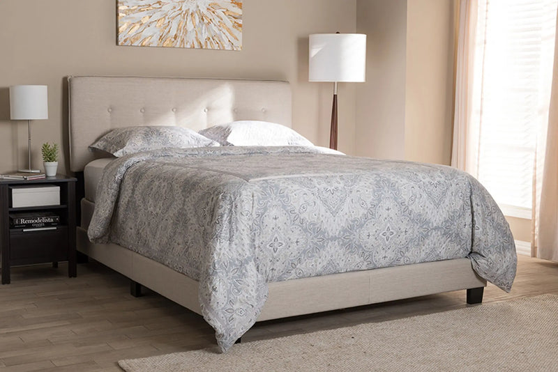 Audrey Light Beige Fabric Upholstered Bed (Queen) iHome Studio