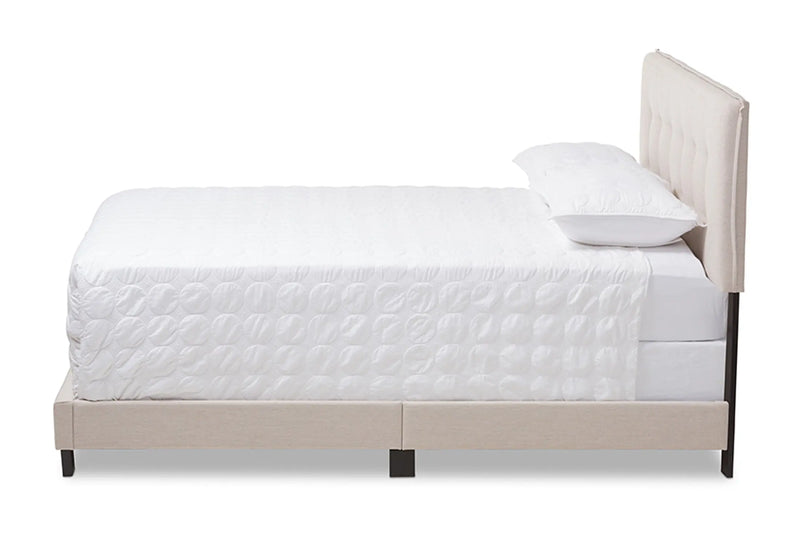 Audrey Light Beige Fabric Upholstered Bed (Queen) iHome Studio