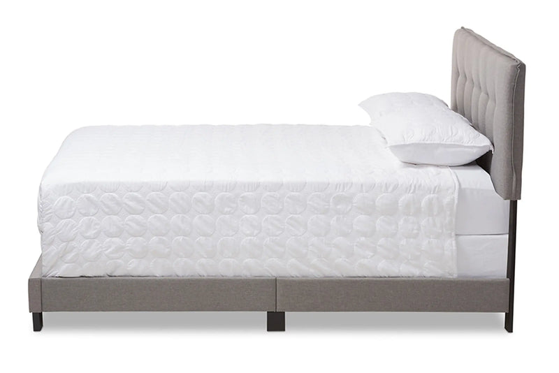 Audrey Light Grey Fabric Upholstered Bed (Full) iHome Studio