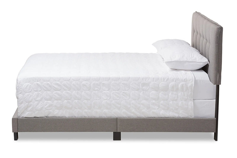 Audrey Light Grey Fabric Upholstered Bed (Queen) iHome Studio