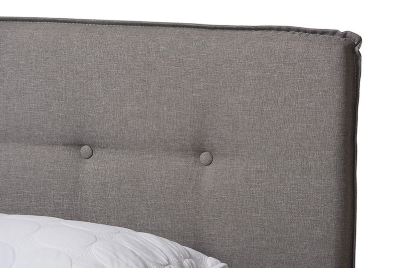 Audrey Light Grey Fabric Upholstered Bed (Queen) iHome Studio