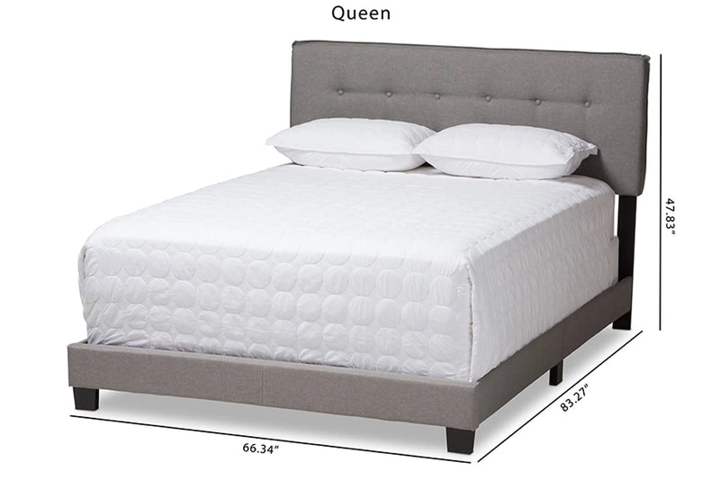 Audrey Light Grey Fabric Upholstered Bed (Queen) iHome Studio