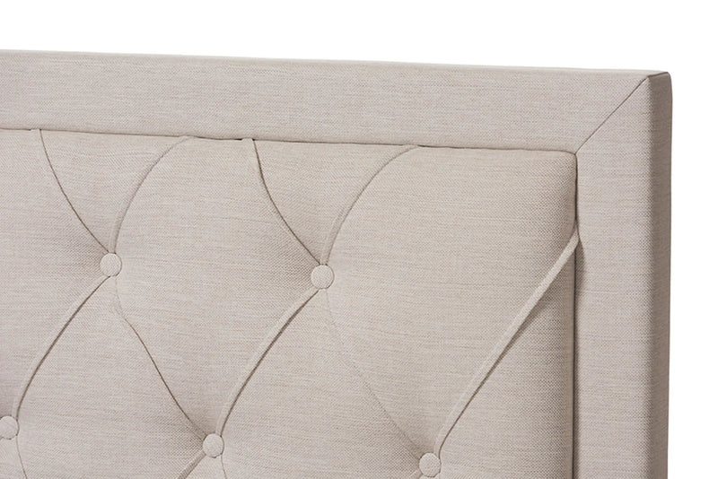 Aurelie Light Beige Fabric Upholstered Storage Bed (Queen) iHome Studio