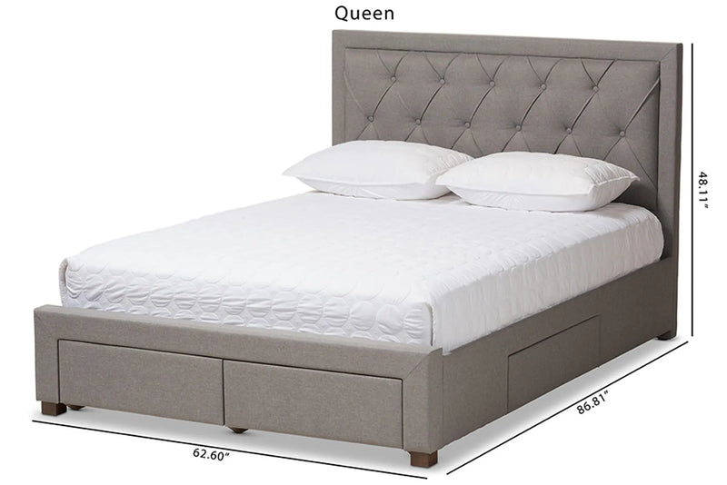 Aurelie Light Grey Fabric Upholstered Storage Bed (King) iHome Studio