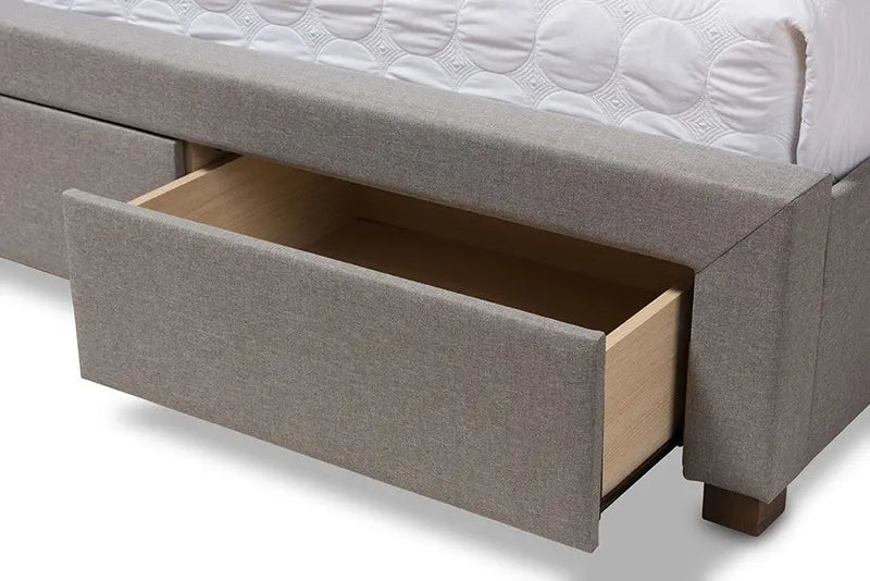 Aurelie Light Grey Fabric Upholstered Storage Bed (Queen) iHome Studio