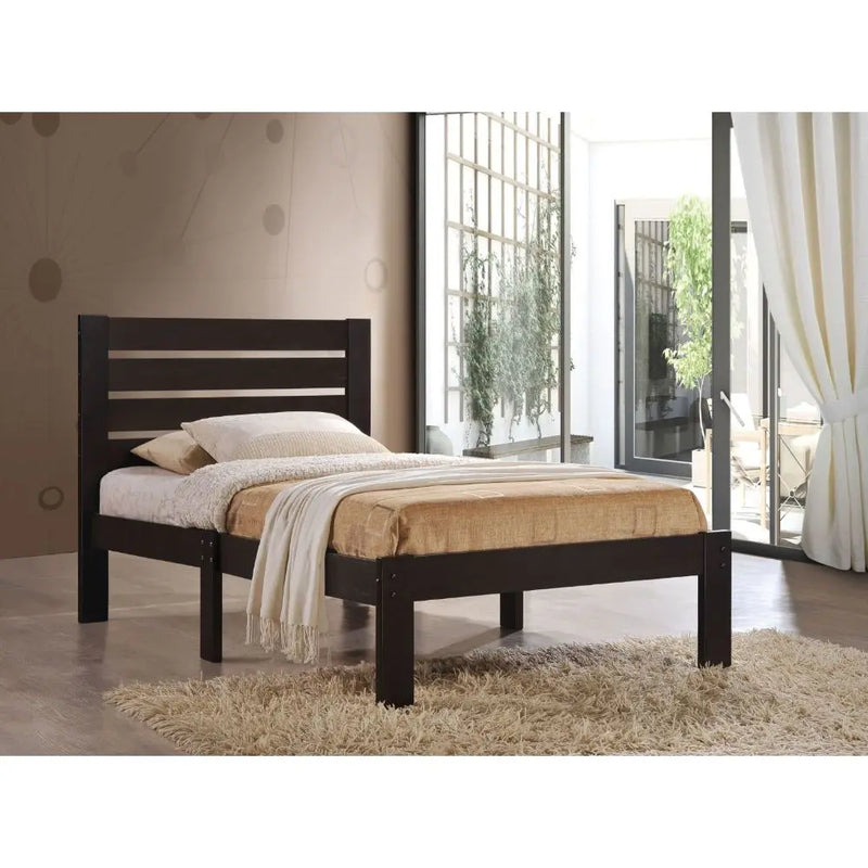 Avayah Queen Bed w/Slatted Headboard, Espresso iHome Studio