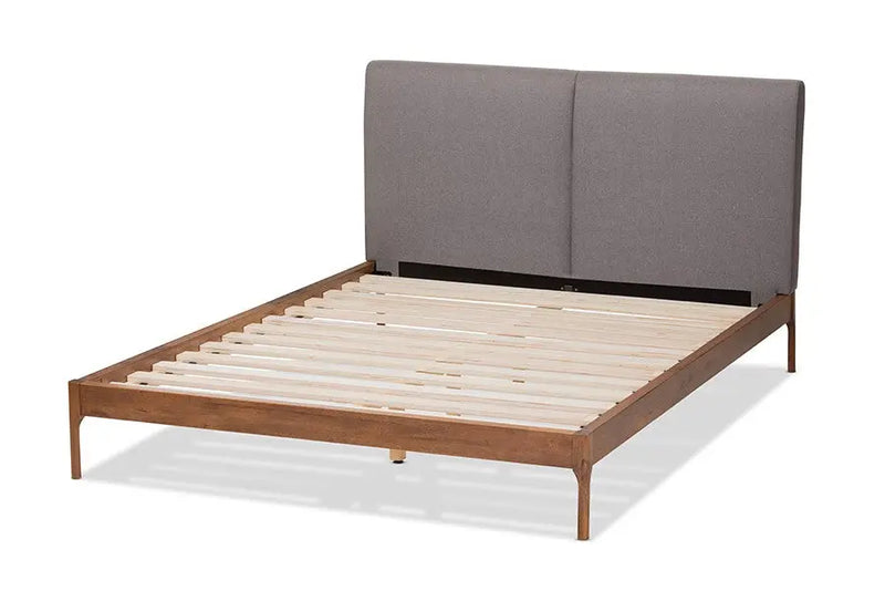 Aveneil Grey Fabric Upholstered Walnut Platform Bed (King) iHome Studio