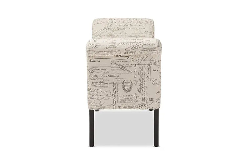 Avignon Script-Patterned French Laundry Fabric Storage Ottoman Bench iHome Studio