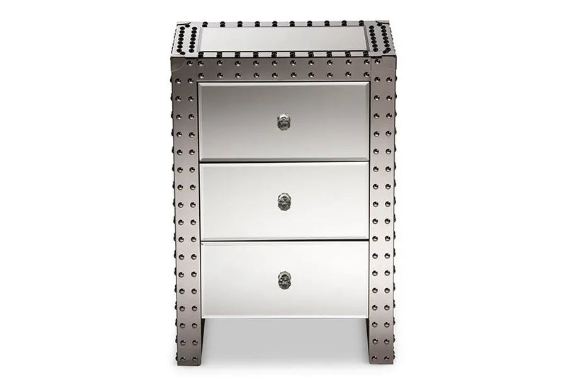 Azura Modern and Contemporary Hollywood Regency Glamour Style Nightstand Bedside Table iHome Studio