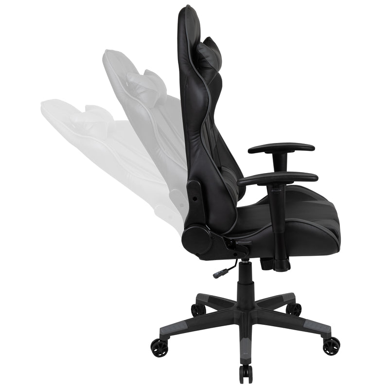 Hamlet Laminate Top, Black Frame Desk w/Removable Headrest & Lumbar Support Chair Set iHome Studio