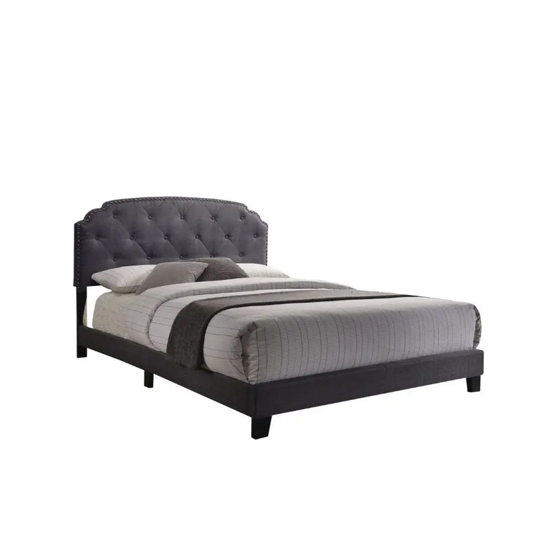 Banks Queen Bed, Gray Fabric iHome Studio