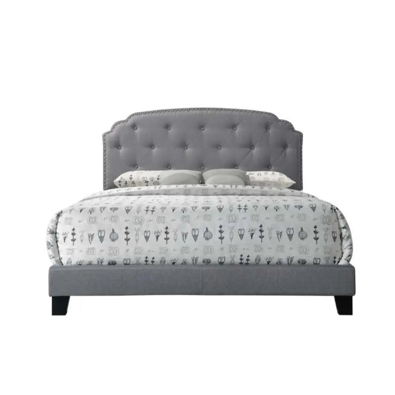 Banks Queen Bed, Gray Fabric iHome Studio