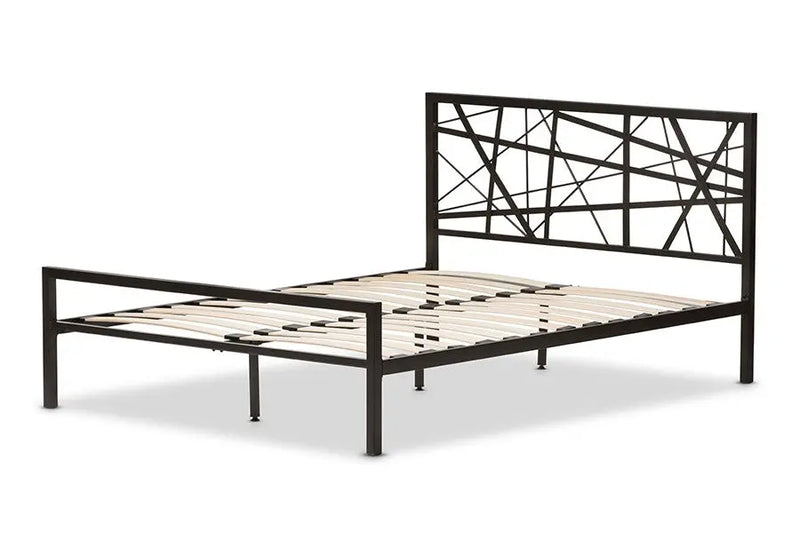 Barkley Dark Bronze Finishing Iron Metal Geometric Platform Bed (Full) iHome Studio