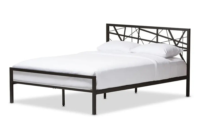 Barkley Dark Bronze Finishing Iron Metal Geometric Platform Bed (Queen) iHome Studio