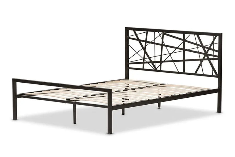 Barkley Dark Bronze Finishing Iron Metal Geometric Platform Bed (Queen) iHome Studio