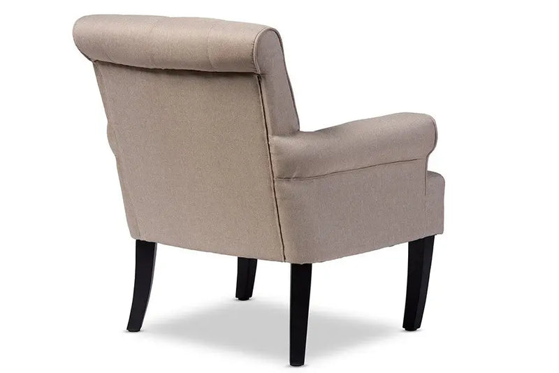 Barret Beige Linen Fabric Upholstered Rolled-Arm Button-tufting Accent Club Chair iHome Studio