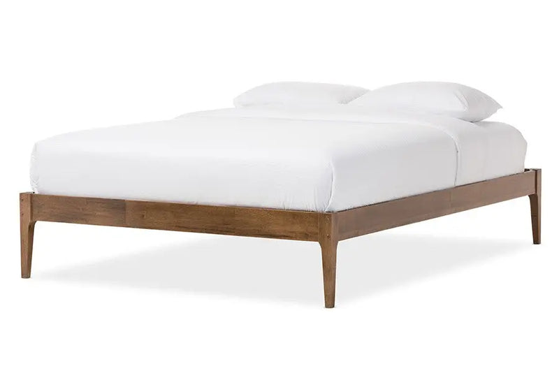 Bentley Platform Bed Walnut Finishing Solid Wood Frame (Queen) iHome Studio