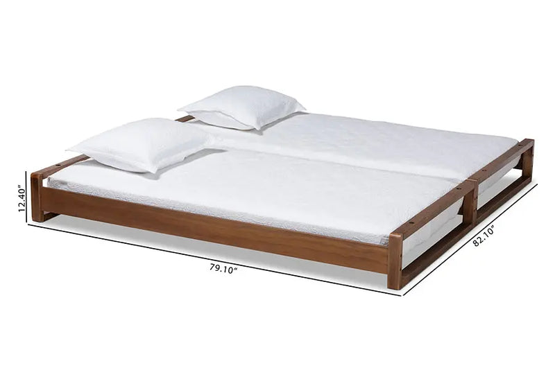 Betty Walnut Wood Expandable Bed Frame (Twin to King) iHome Studio