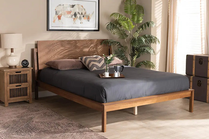 Birmingham Walnut Brown Finished Platform Bed (Queen) iHome Studio