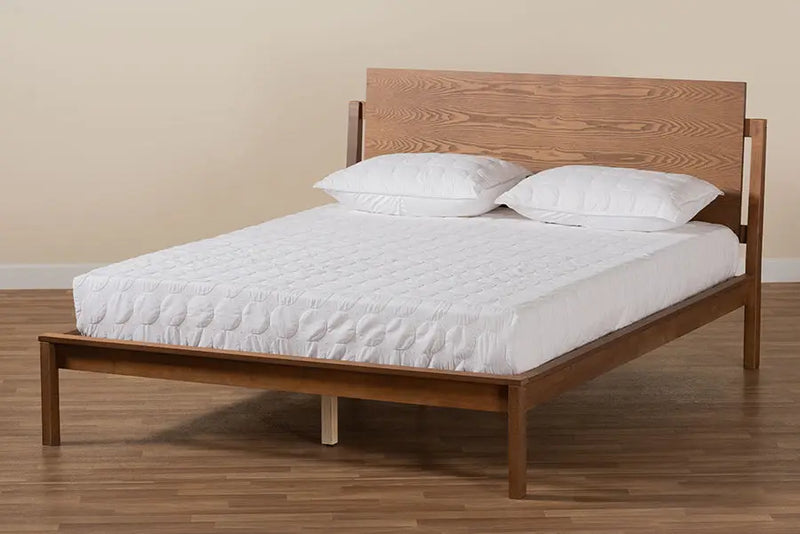 Birmingham Walnut Brown Finished Platform Bed (Queen) iHome Studio