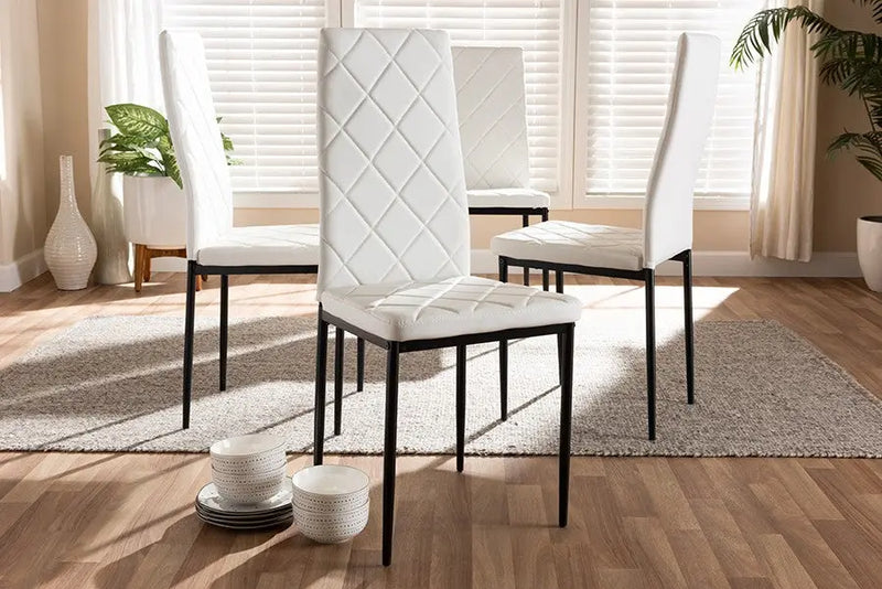 Blaise White Faux Leather Upholstered Dining Chair - 4pcs iHome Studio