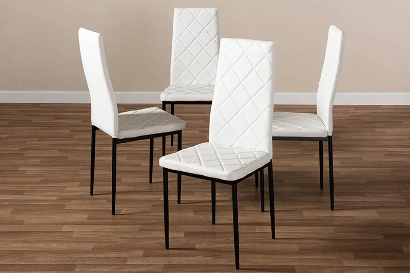 Blaise White Faux Leather Upholstered Dining Chair - 4pcs iHome Studio