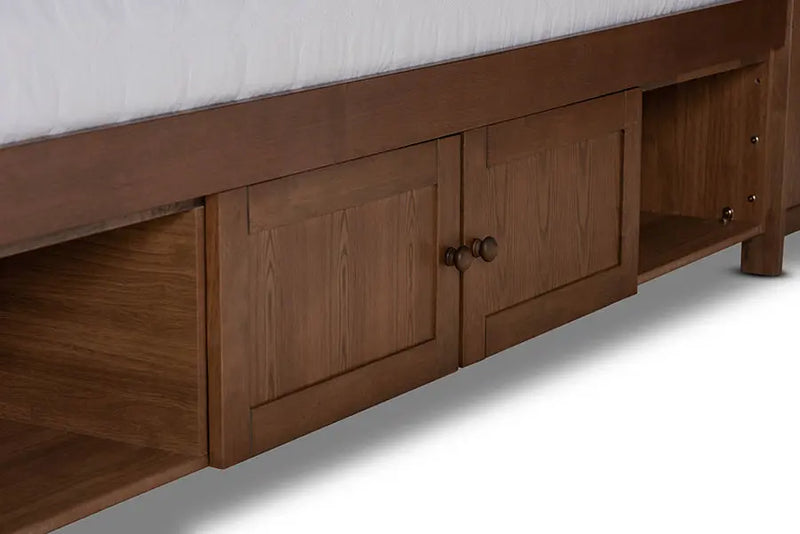 Blondelle Walnut Brown Wood Platform Storage Bed (Queen) iHome Studio