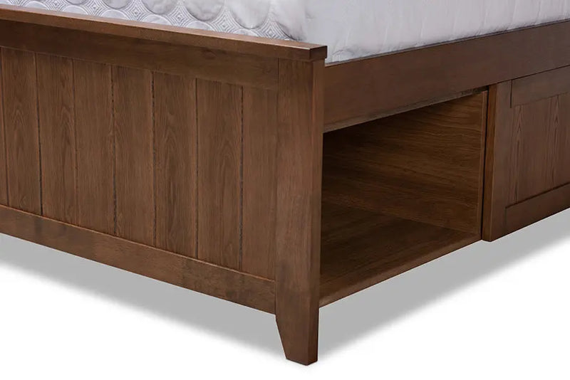 Blondelle Walnut Brown Wood Platform Storage Bed (Queen) iHome Studio
