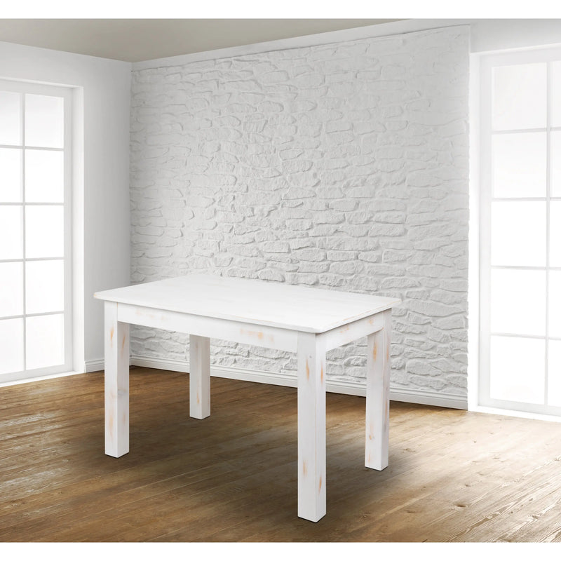 Boston 46" x 30" Rectangular Antique Rustic White Solid Pine Farm Dining Table iHome Studio