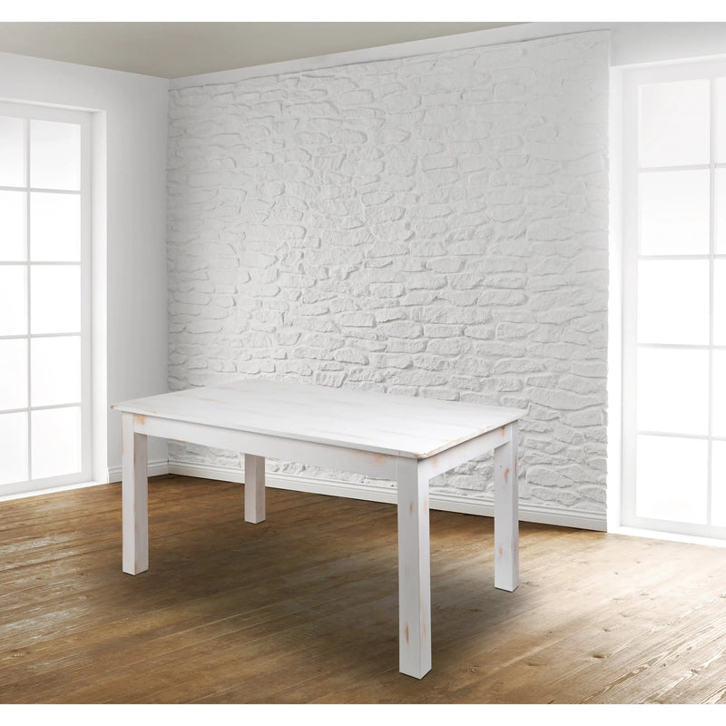 Boston 60" x 38" Rectangular Antique Rustic White Solid Pine Farm Dining Table iHome Studio