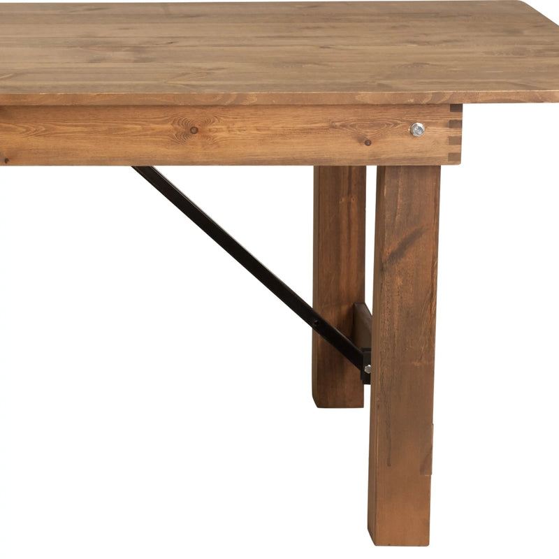 Boston 7' x 40" Rectangular Antique Rustic Solid Pine Folding Farm Table iHome Studio