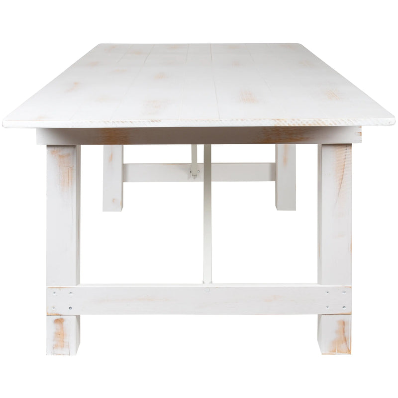 Boston 7' x 40" Rectangular Antique Rustic White Solid Pine Folding Farm Table iHome Studio