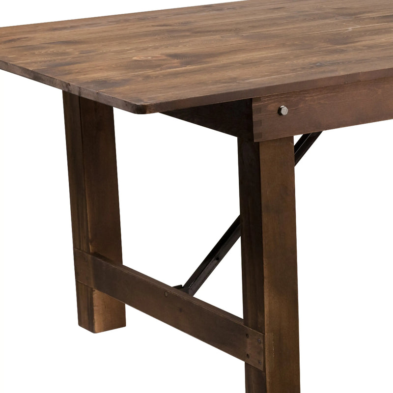 Boston 9' x 40" Rectangular Antique Rustic Solid Pine Folding Farm Table iHome Studio