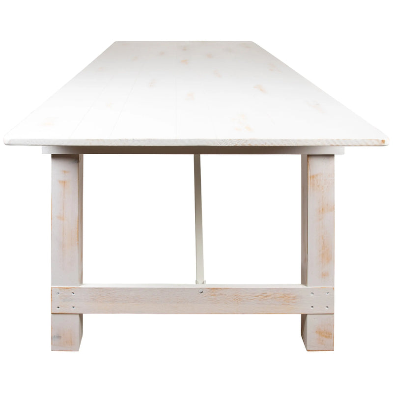 Boston 9' x 40" Rectangular Antique Rustic White Solid Pine Folding Farm Table iHome Studio