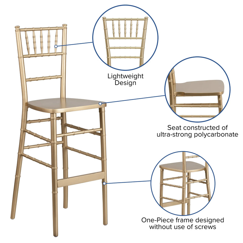 Boston Gold Wood Chiavari Barstool iHome Studio