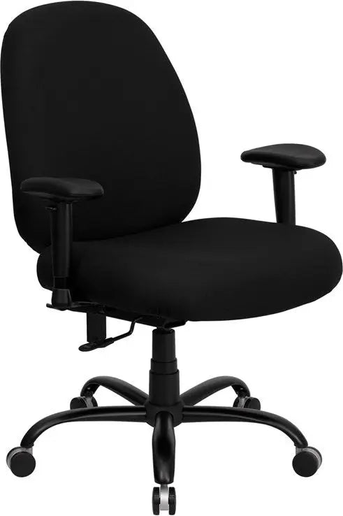 Boswell Big & Tall Black Fabric Home/Office Executive Swivel Chair w/Adj Arms iHome Studio