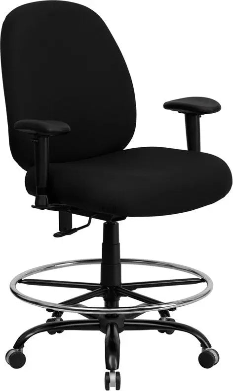 Boswell Big & Tall Black Fabric Office Professional Drafting Chair w/Adj Arms iHome Studio