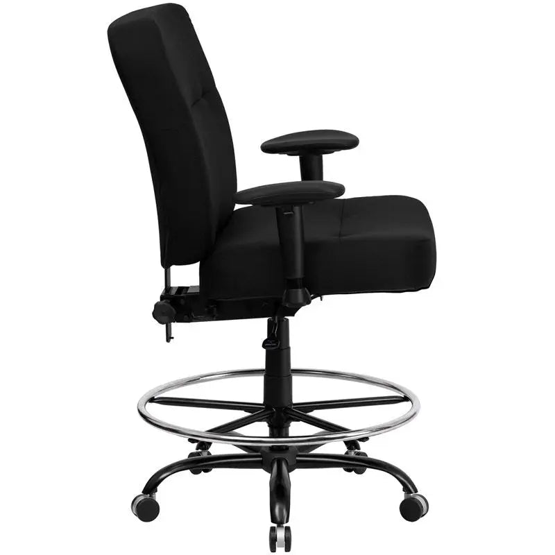 Boswell Big & Tall Black Fabric Professional Drafting Chair w/Adj Arms iHome Studio