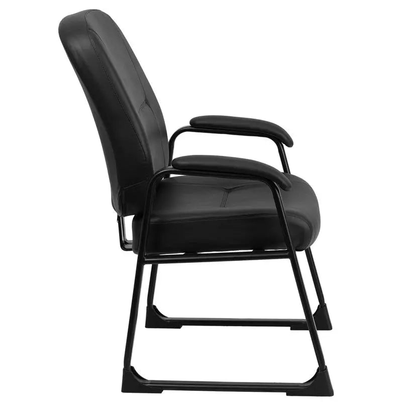 Boswell Big & Tall Black Leather Executive Side Chair w/Sled Base iHome Studio
